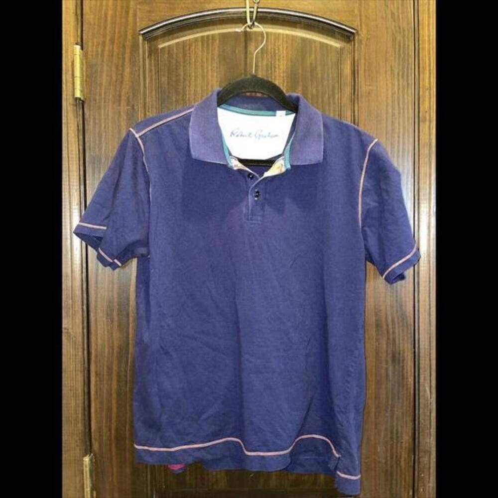 ROBERT GRAHAM Polo Shirt men size Medium Blue‎